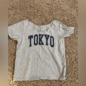Brandy Melville Heather Gray Tee with Navy TOKYO Graphic